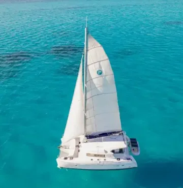 side view of catamaran cavok over the sea