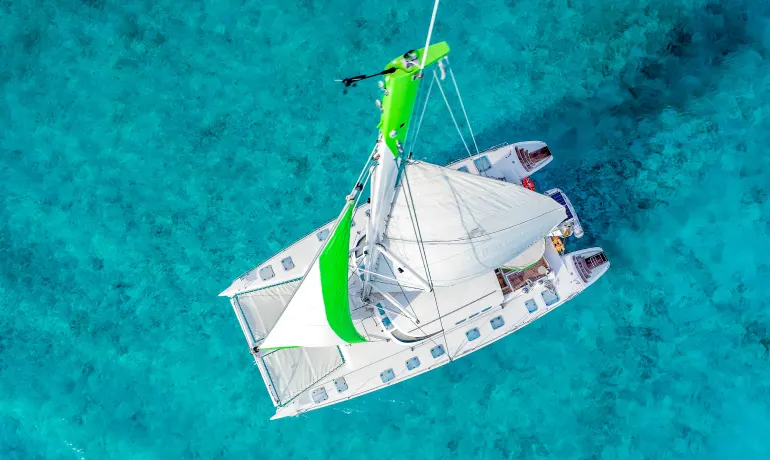 top view of catamaran tiare