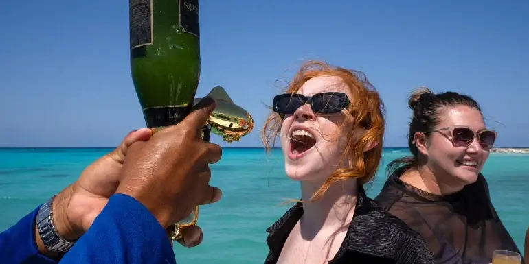 having fun in a catamaran